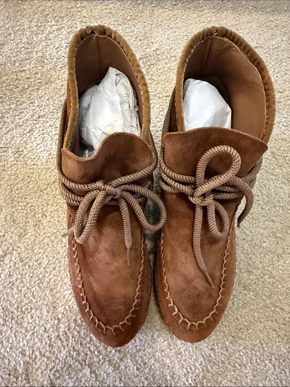 Women’s Brown Suede Platform Moccasin Shoes